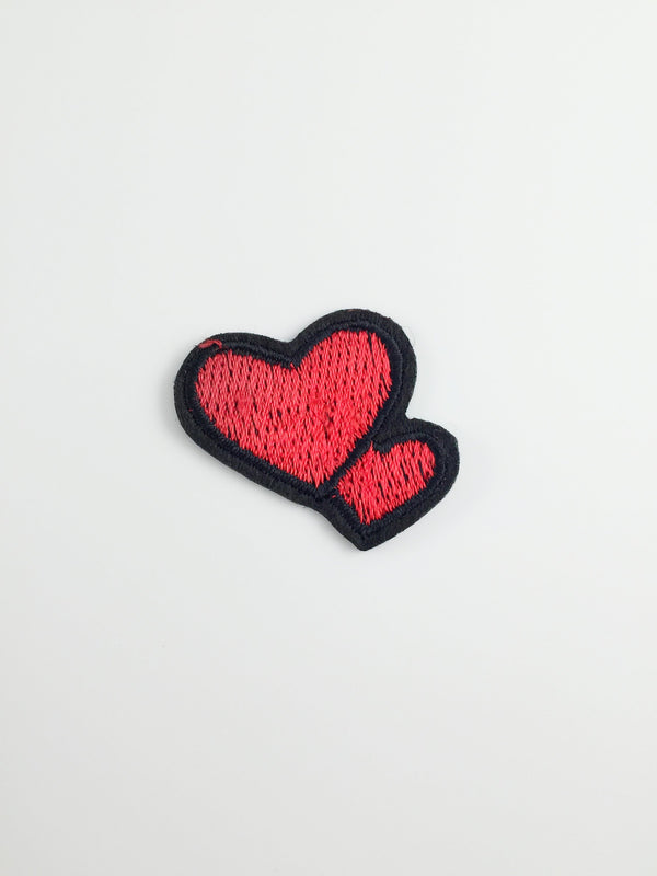 Double Heart Iron-on Patch, Red Heart Clothes Applique