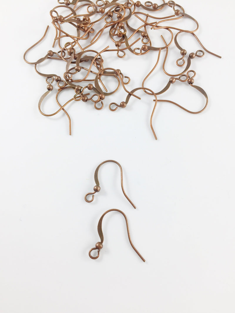 20 pairs x Antique Copper Plated Flattened Earring Hooks