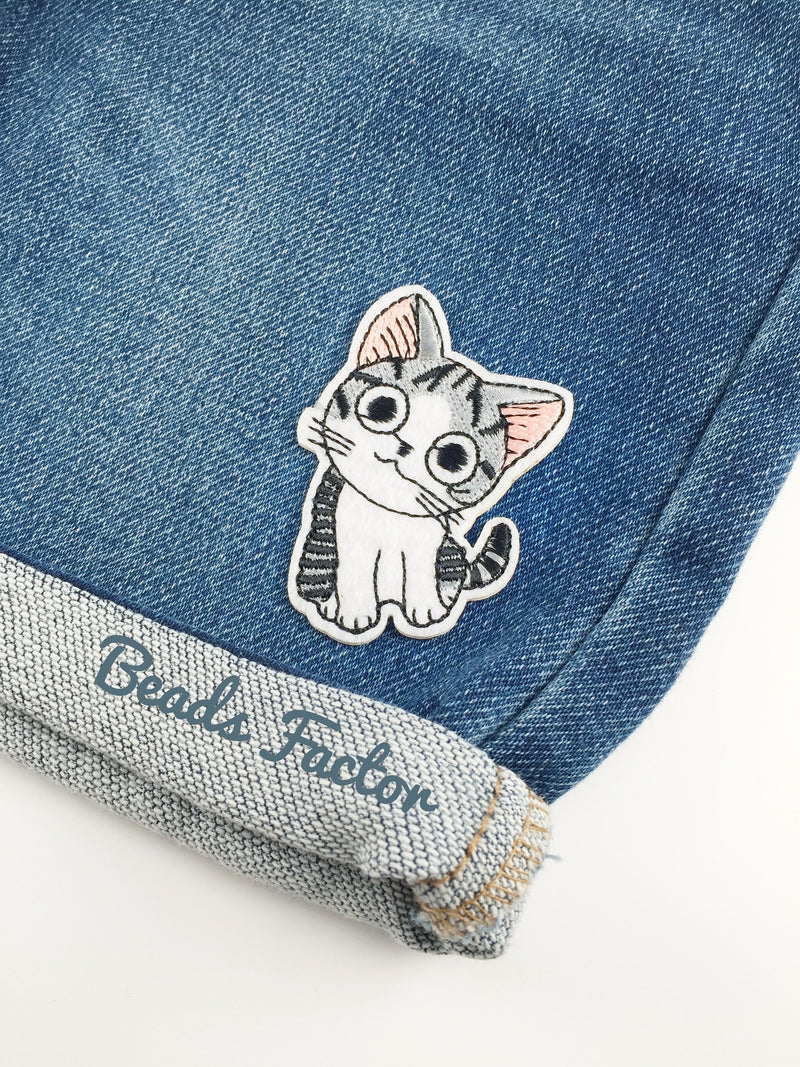 Cartoon Cat Iron-on Patch, Embroidered Kitten Applique