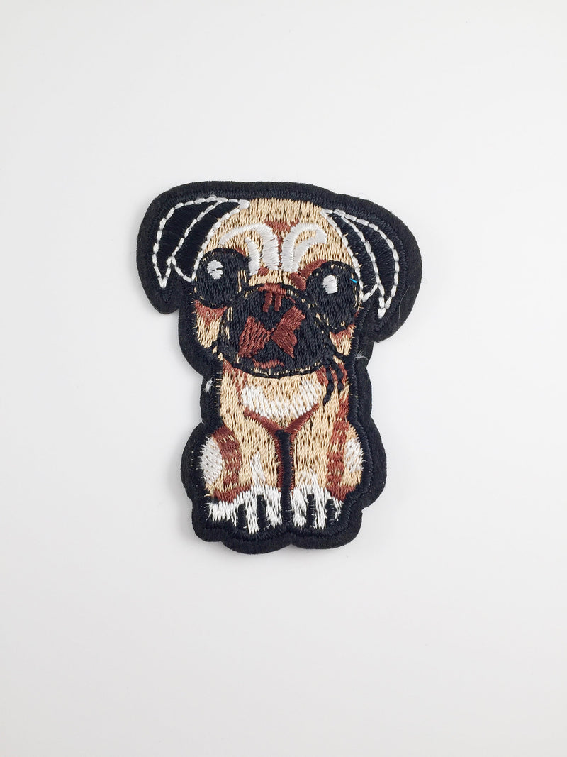 Pug Iron-on Patch, Pug Applique Embroidery