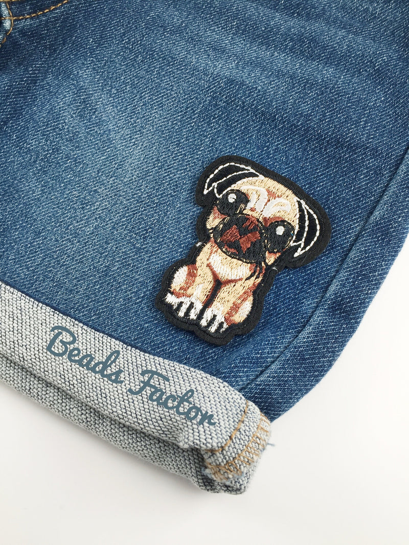 Pug Iron-on Patch, Pug Applique Embroidery