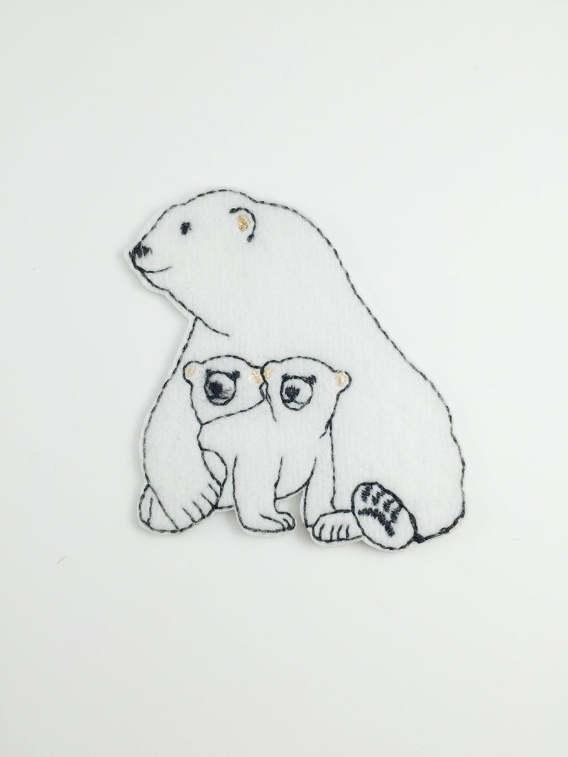 Polar Bear Iron-on Patch, Embroidered Mama and Baby Bears Applique (P090)