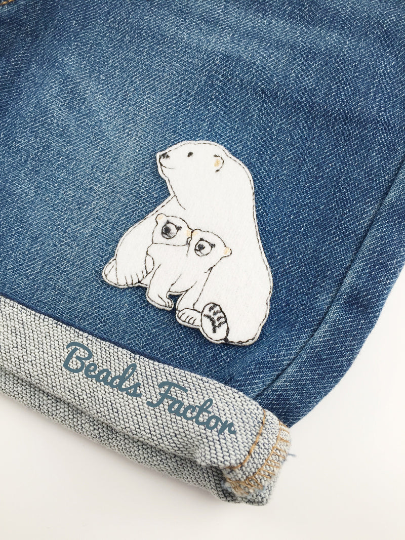 Polar Bear Iron-on Patch, Embroidered Mama and Baby Bears Applique (P090)