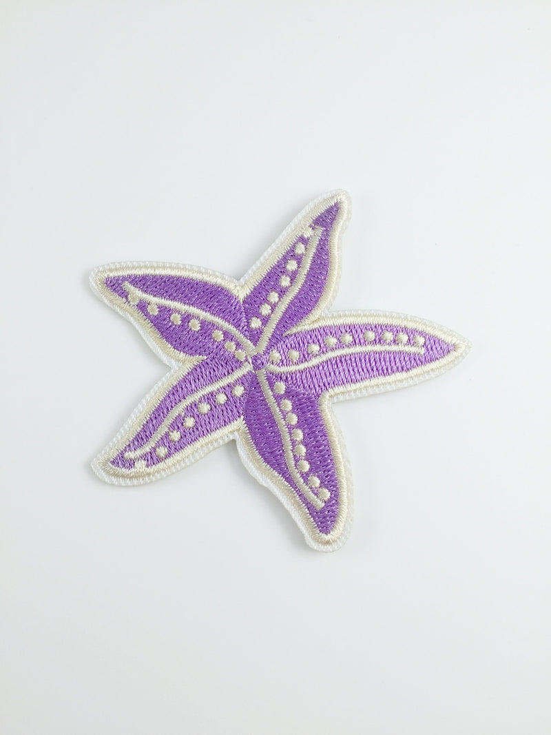 Purple Starfish Iron-on Patch, Sea Life Applique