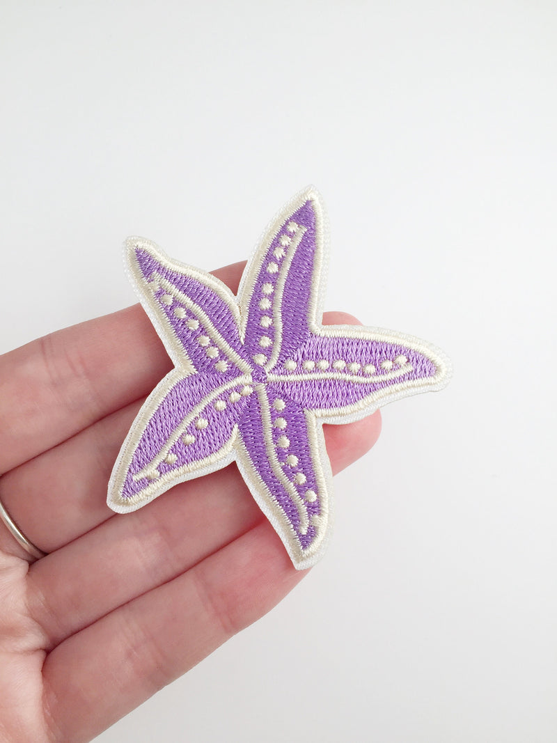 Purple Starfish Iron-on Patch, Sea Life Applique