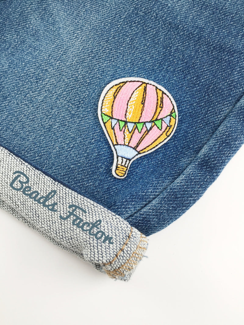 Balloon Iron-on Patch, Embroidered Hot Air Balloon Applique (P092)