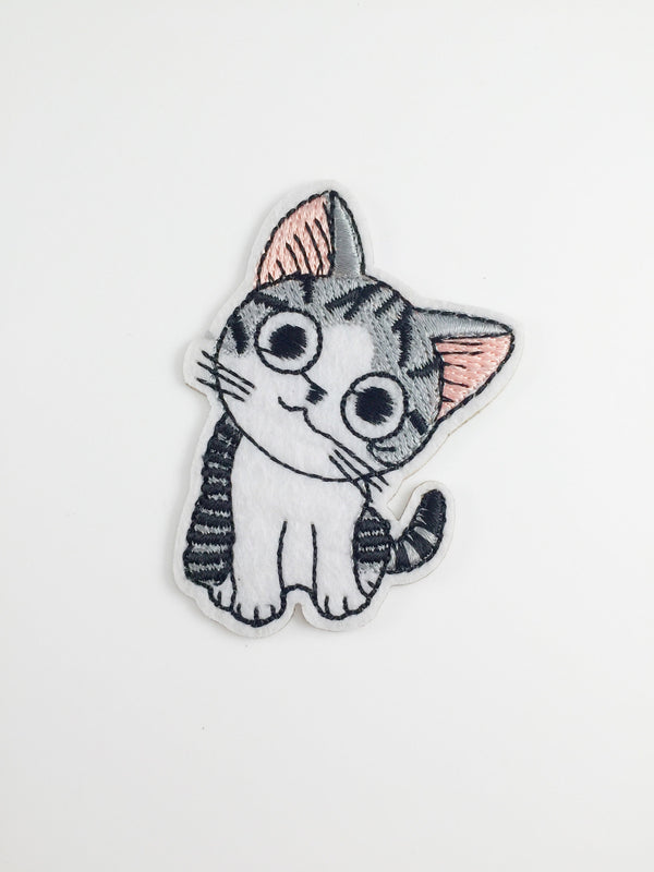 Cartoon Cat Iron-on Patch, Embroidered Kitten Applique