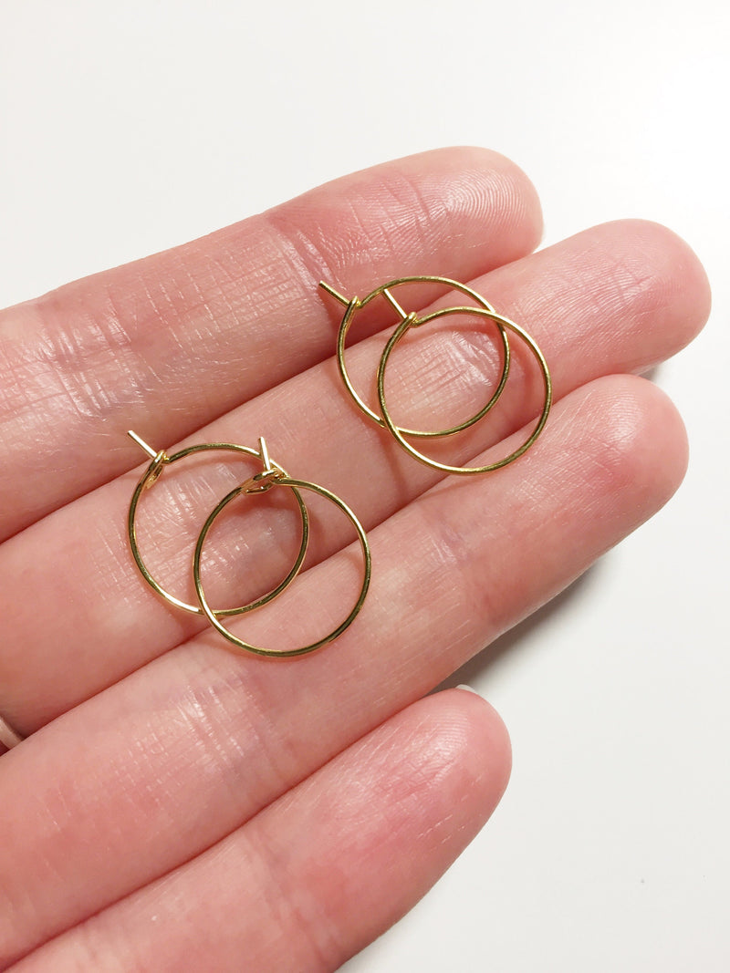 100 x 15mm Gold Plated Stainless Steel Hoop Earring Wire (3112,3113)