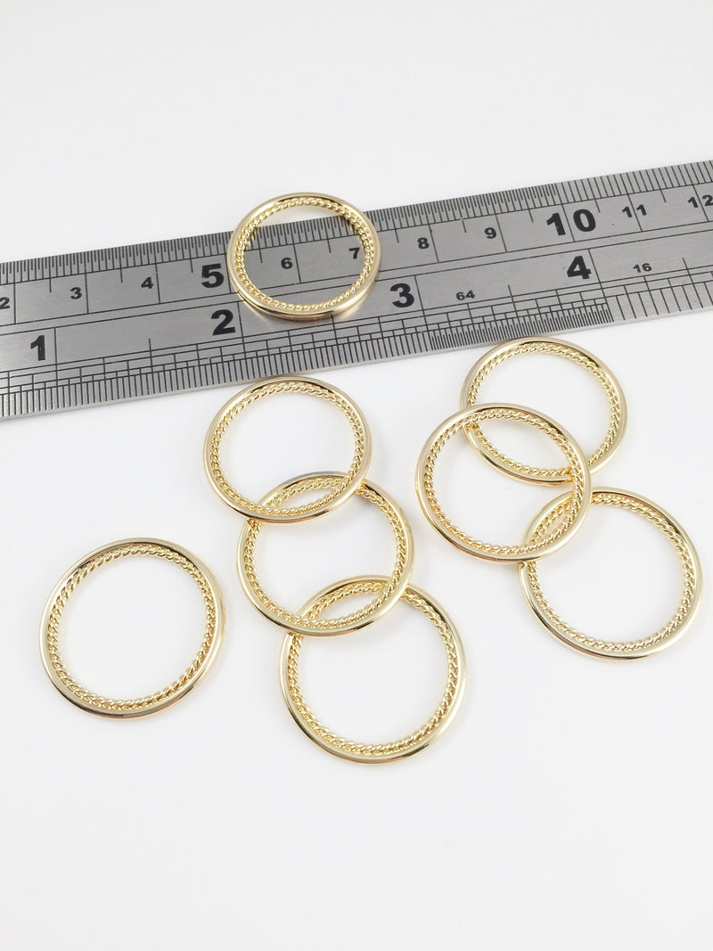 6 x Gold Plated Braided Hoop Jewellery Connectors, 22.5mm (2433)