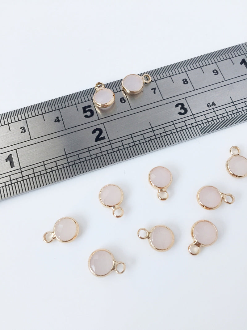 2 x Gold Plated Peach Faceted Glass Charms, 9.5x6mm (2240)