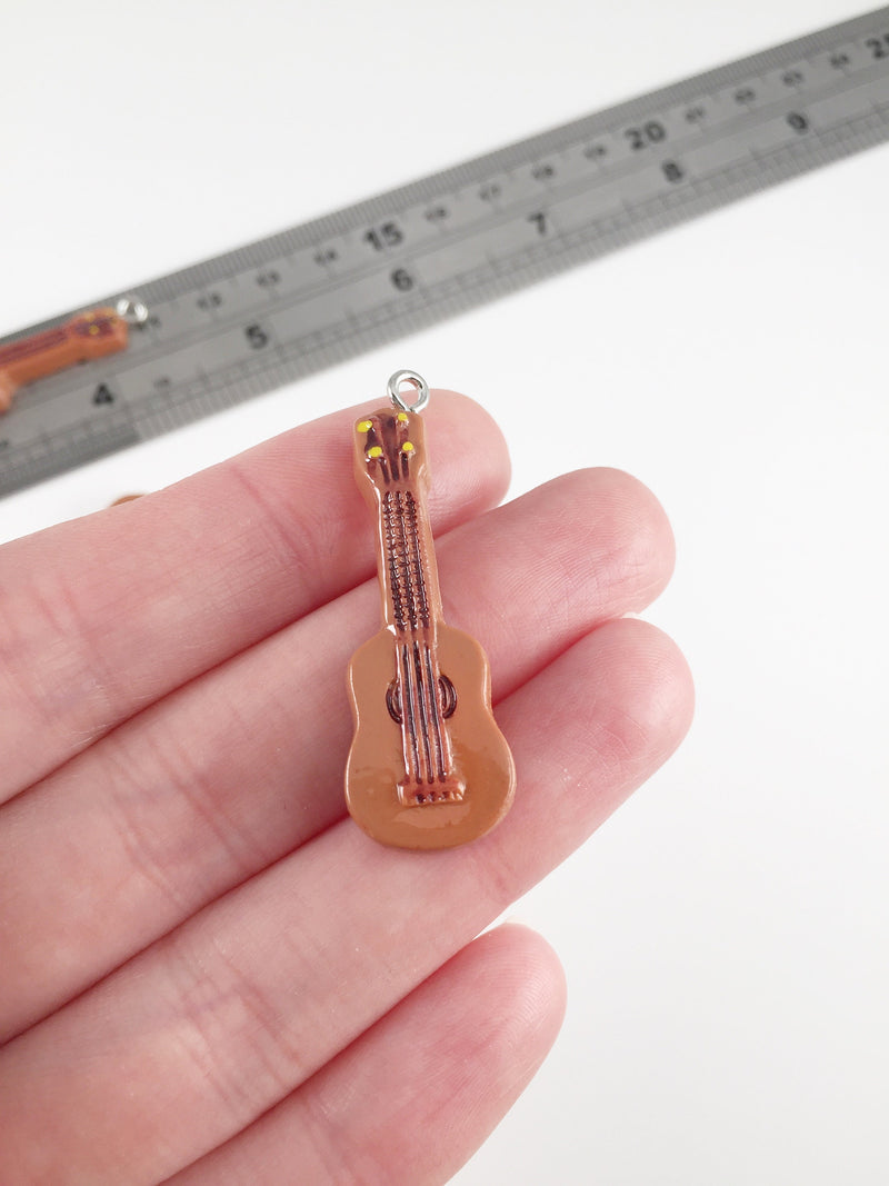 2 x Resin Guitar Pendants, 40x13mm (2217)