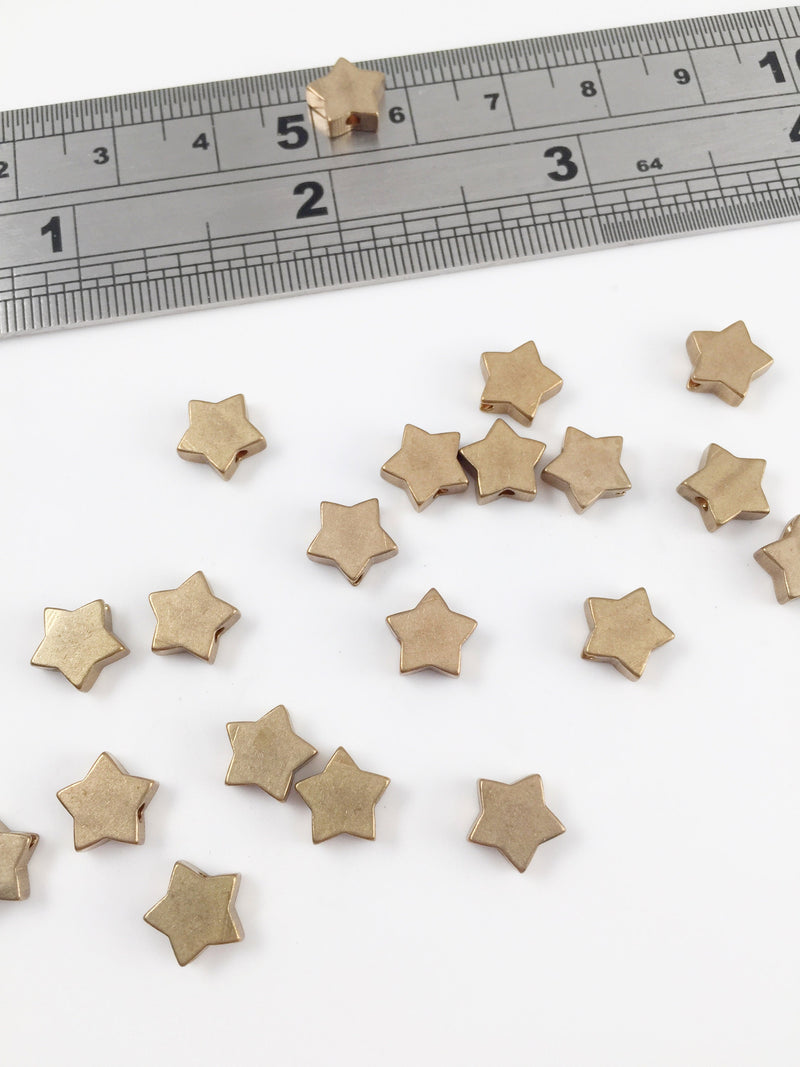 10 x Raw Brass Flat Star Spacer Beads, 8mm (0134)