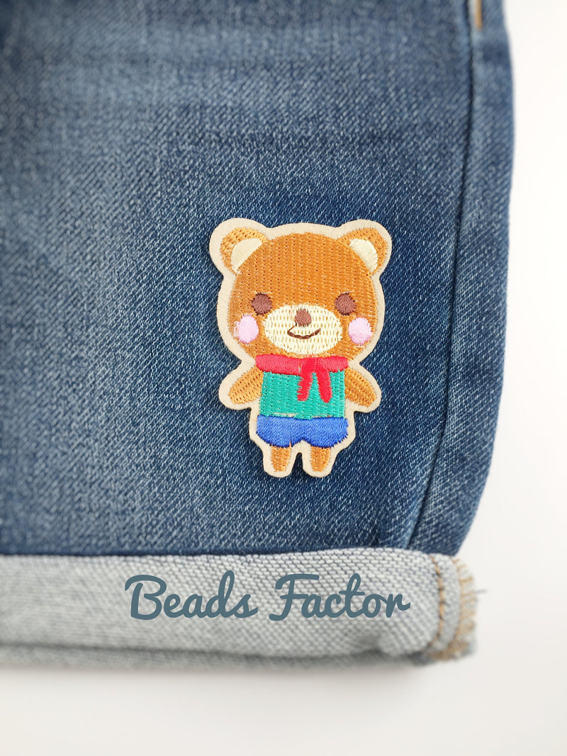 Cartoon Bear Iron-on Patch, Embroidered Teddy Bear Applique