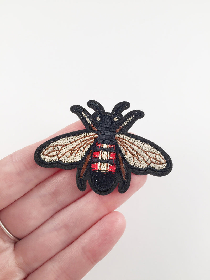 Queen Bee Stick on Patch, Small Bee Embroidery