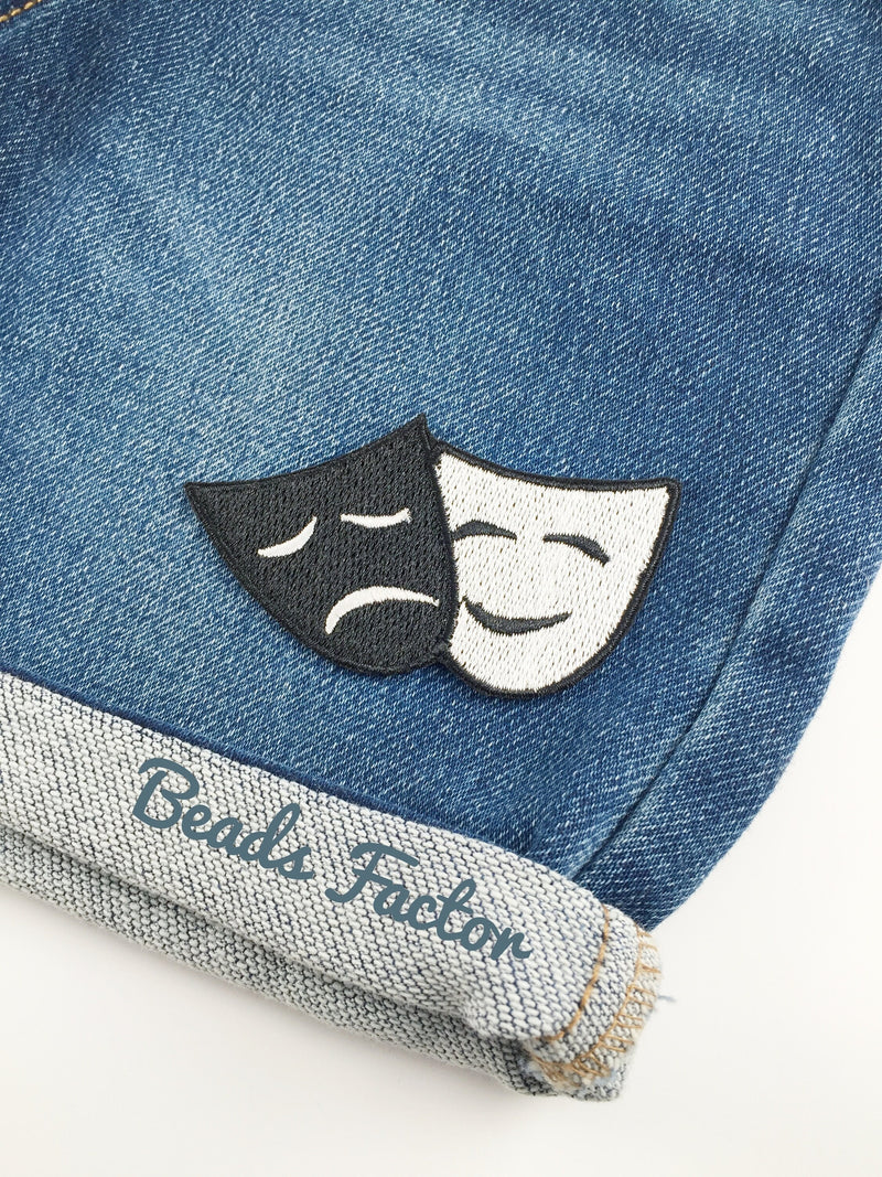 Theatre Masks Iron-on Patch, Comedy and Tragedy Applique