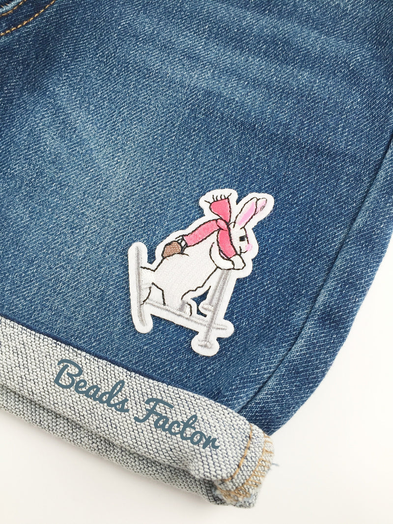 Skiing Rabbit Iron-on Patch, Cute Winter Hare Badge