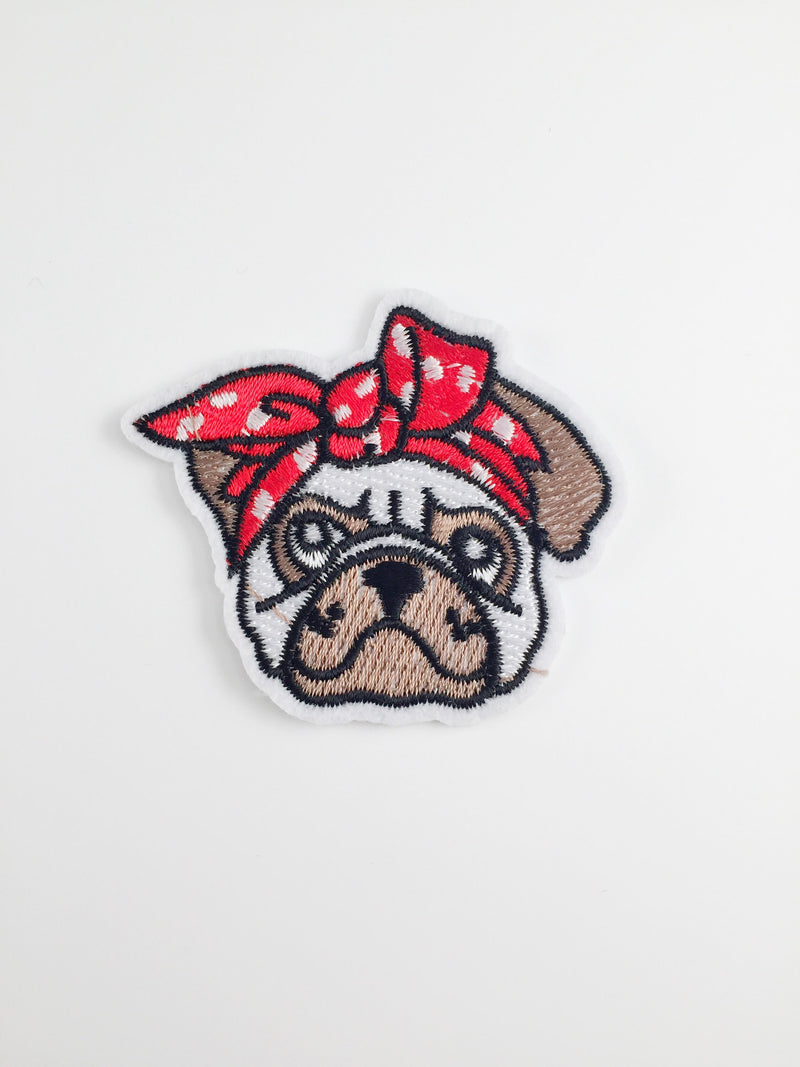 French Bulldog Iron-on Patch, Embroidered Frenchie Motif