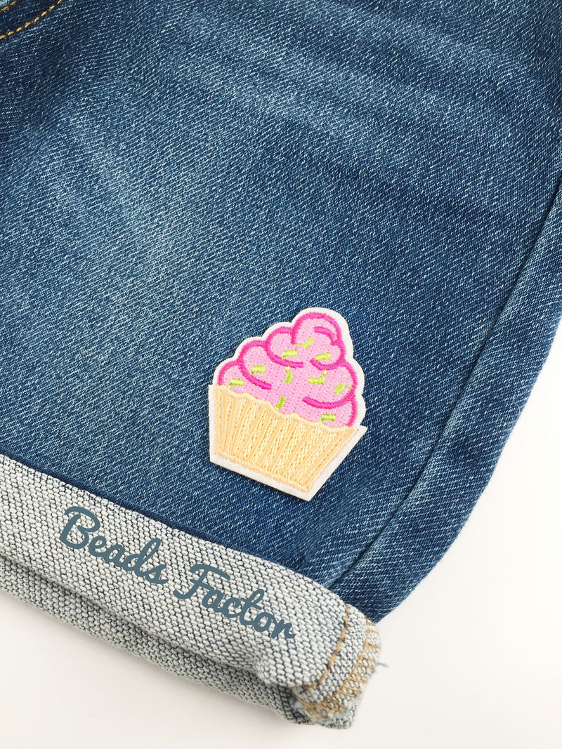 Cupcake Iron-on Patch, Embroidered Cupcake Applique