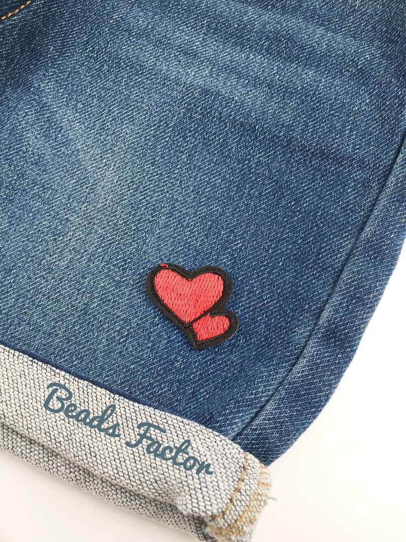 Double Heart Iron-on Patch, Red Heart Clothes Applique