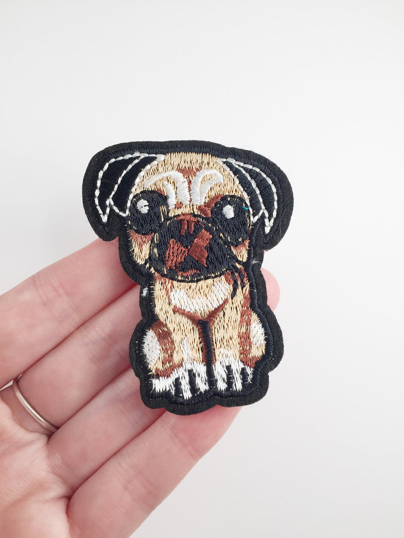 Pug Iron-on Patch, Pug Applique Embroidery