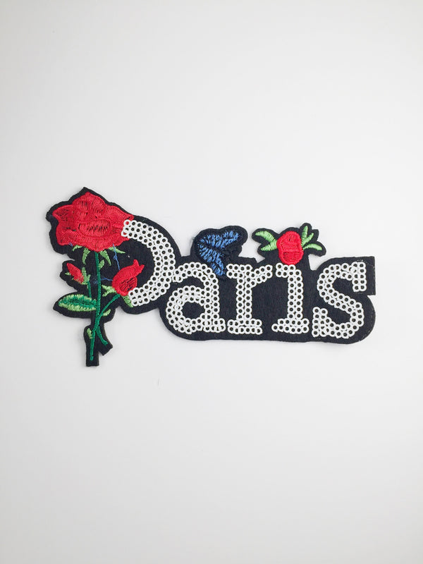 Paris Iron-on Patch, Paris and Rose Applique Embroidery