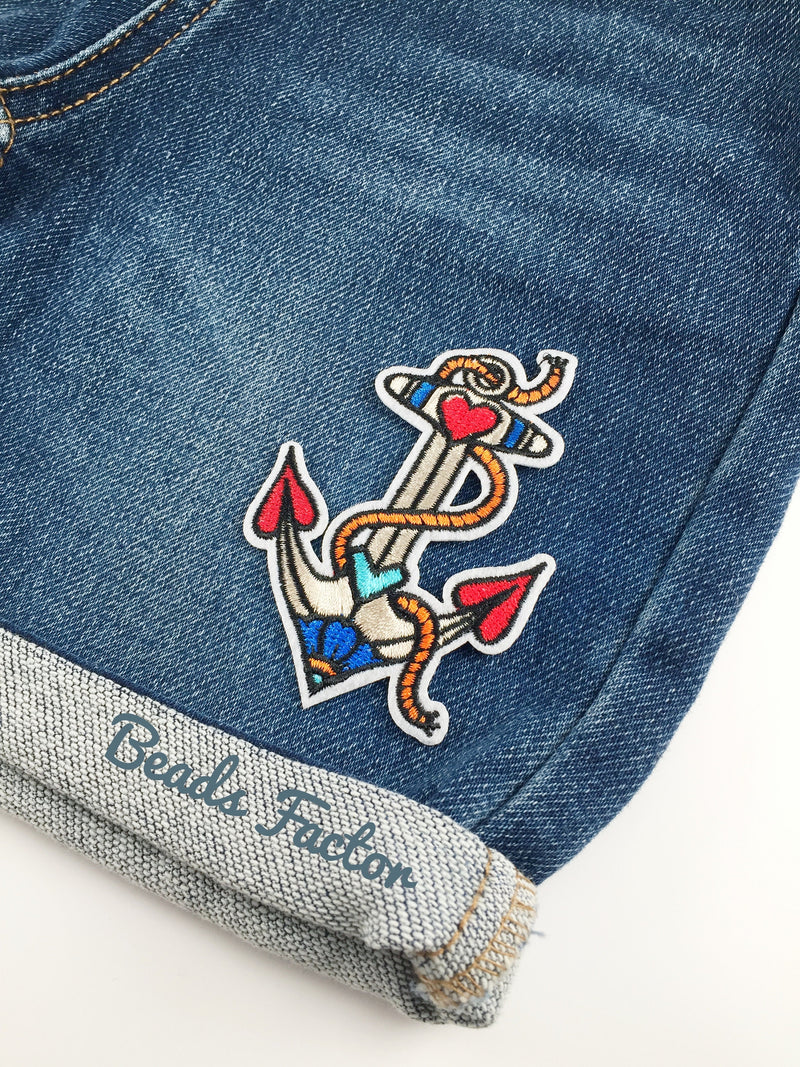 Anchor Iron-on Patch, Embroidered Sailor Badge (P089)