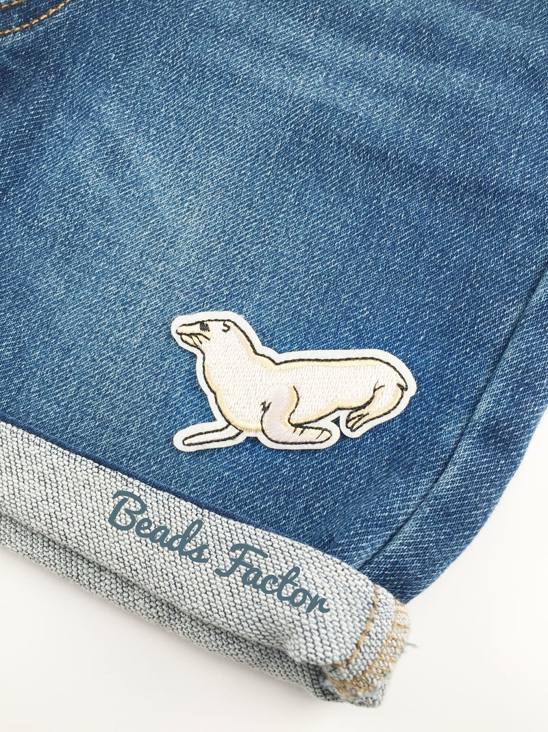 Seal Iron-on Patch, Embroidered Arctic Seal Applique (P090)