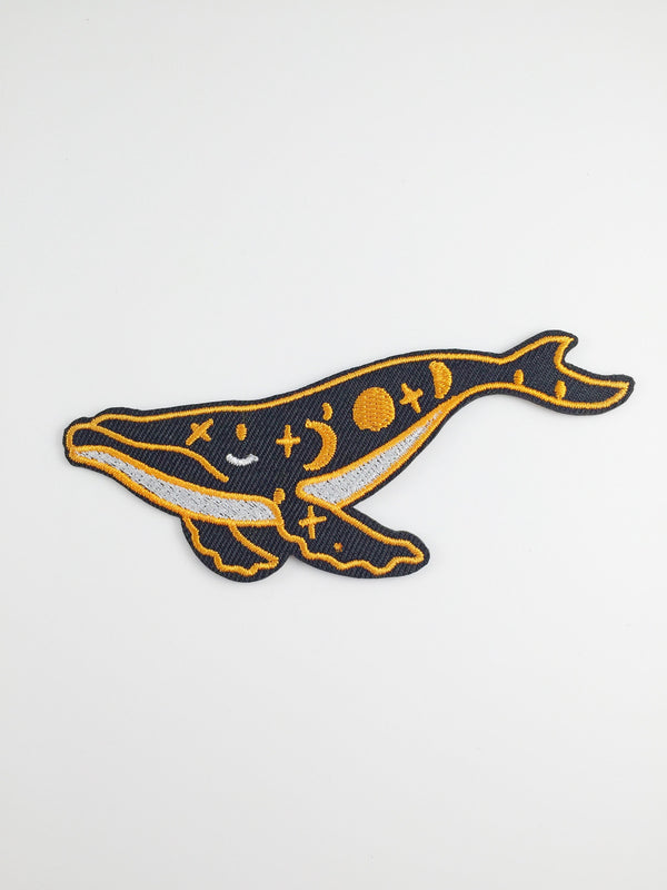 Celestial Whale Iron-on Patch, Embroidered Star Whale Applique