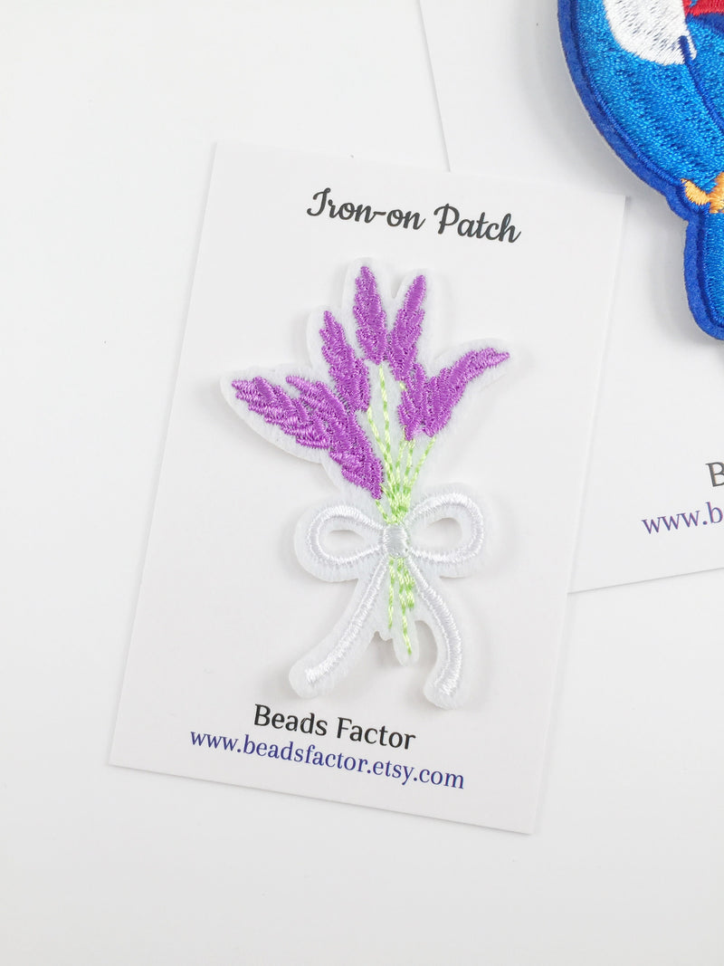 Lavender Bouquet Iron-on Patch, Lavender Bunch Applique (P091)