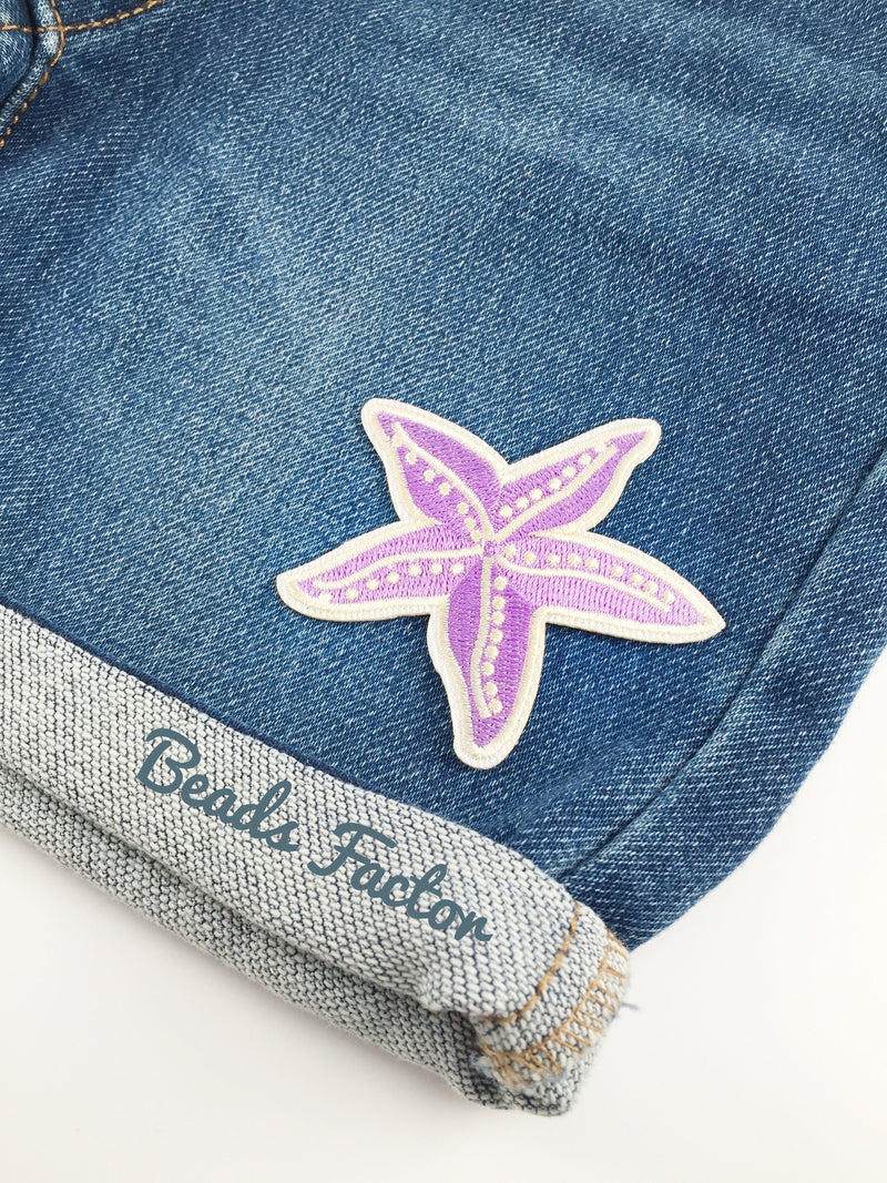 Purple Starfish Iron-on Patch, Sea Life Applique