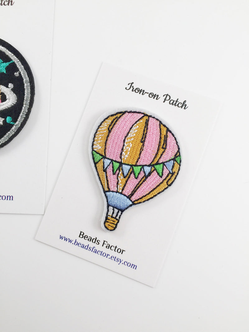 Balloon Iron-on Patch, Embroidered Hot Air Balloon Applique (P092)