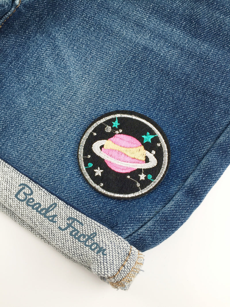 Saturn Iron-on Patch, Whimsical Planet Applique