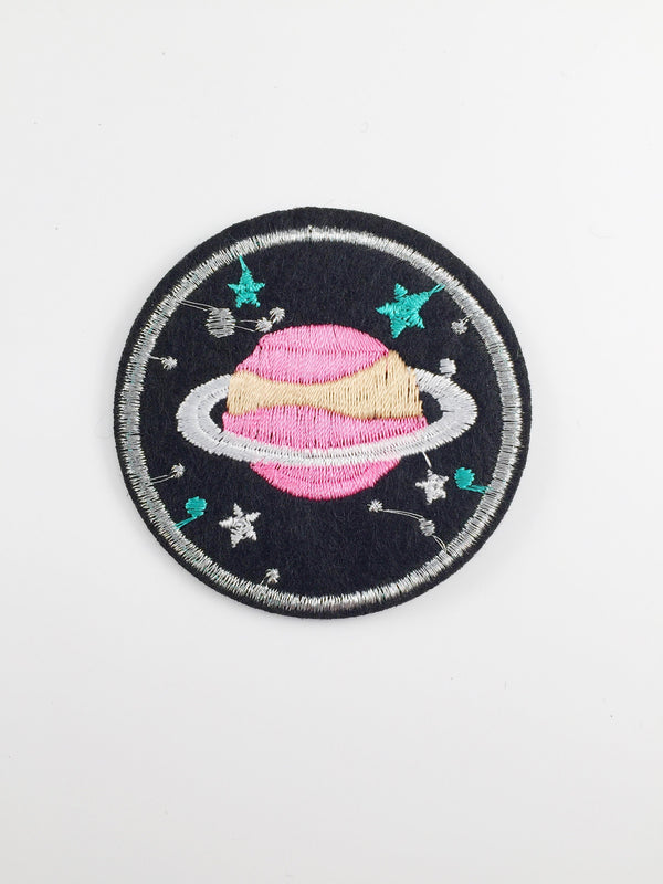 Saturn Iron-on Patch, Whimsical Planet Applique