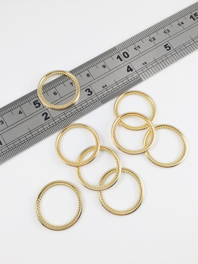 6 x Gold Plated Braided Hoop Jewellery Connectors, 22.5mm (2433)