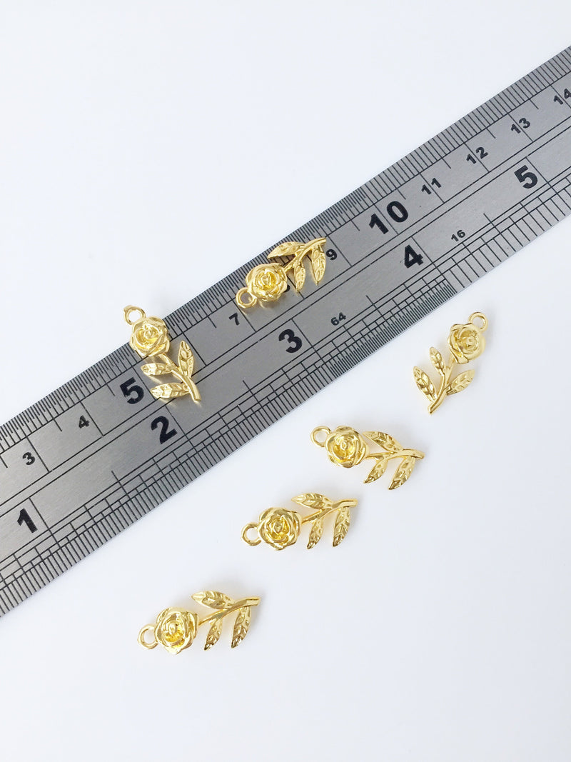 1 x 18K Gold Plated Rose Pendants, 20x10mm (2244)