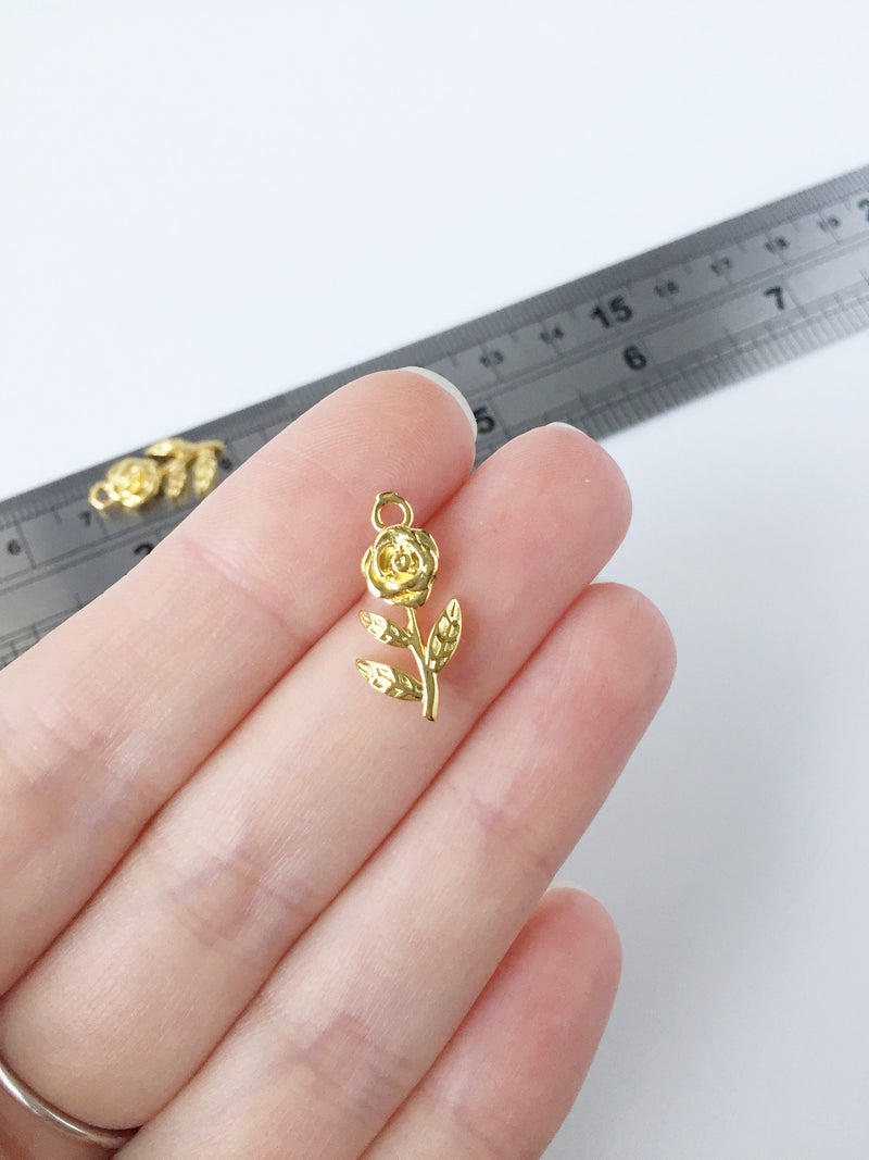 1 x 18K Gold Plated Rose Pendants, 20x10mm (2244)