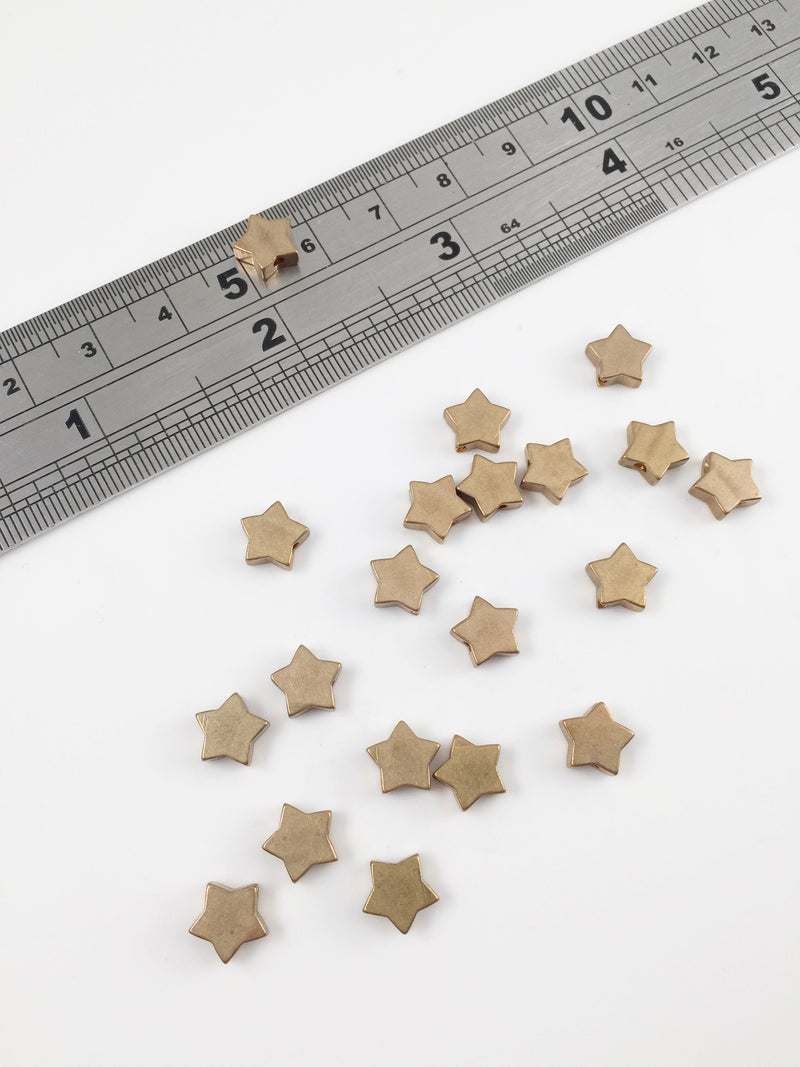 10 x Raw Brass Flat Star Spacer Beads, 8mm (0134)