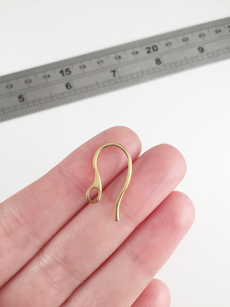 1 pair x Gold Plated Stainless Steel Flattened Earring Hooks (0114)