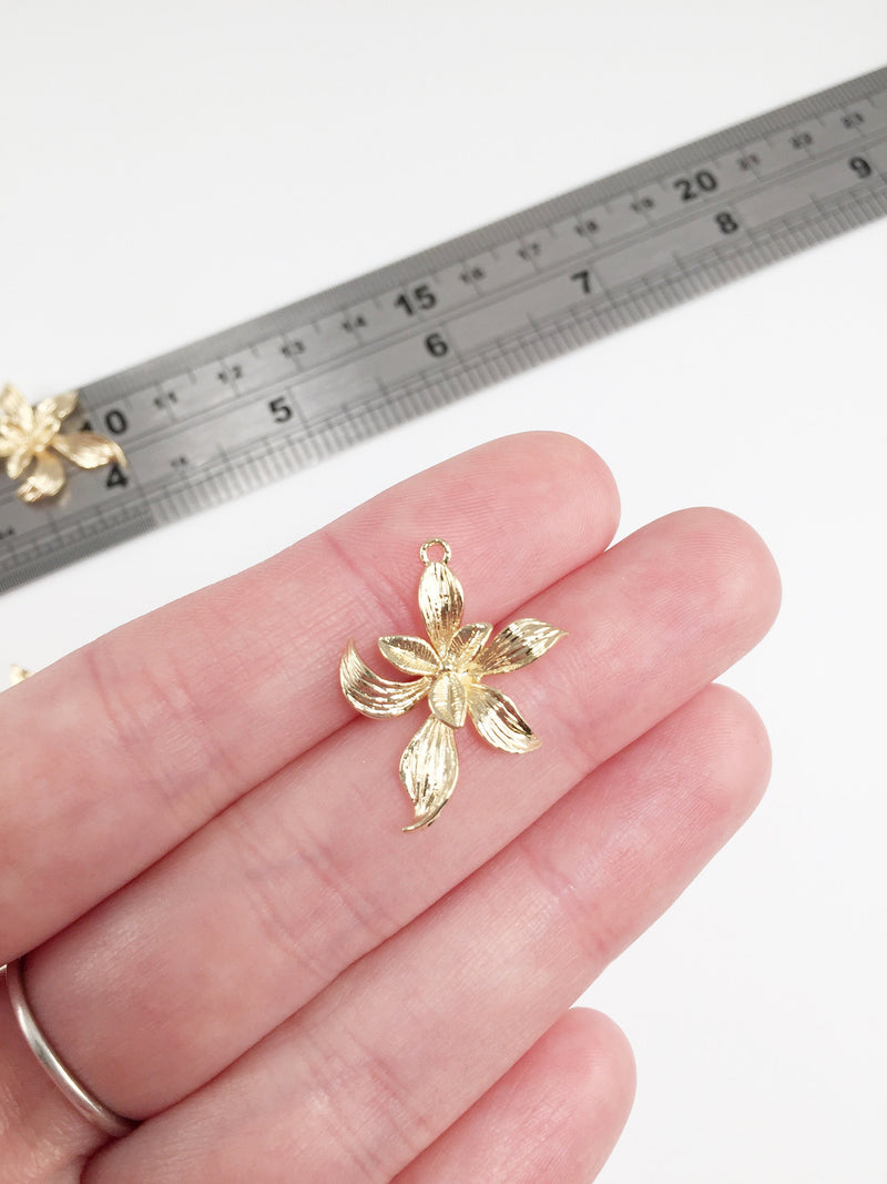 1 x 18K Gold Plated 3D Flower Charm, 23x19mm (0233)