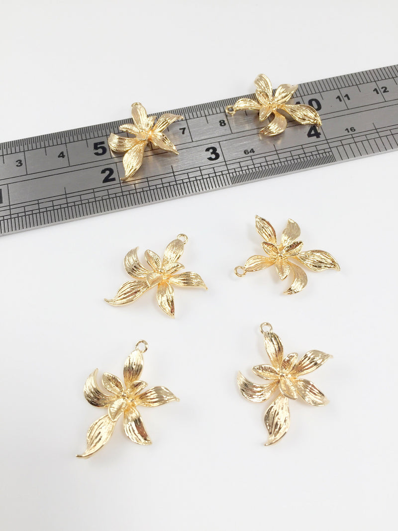 1 x 18K Gold Plated 3D Flower Charm, 23x19mm (0233)