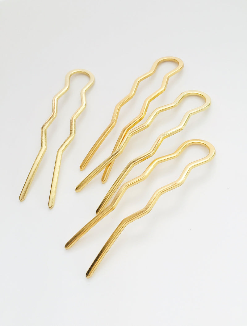 4 x Large Gold Plated Hair Pins, 70mm (3041)