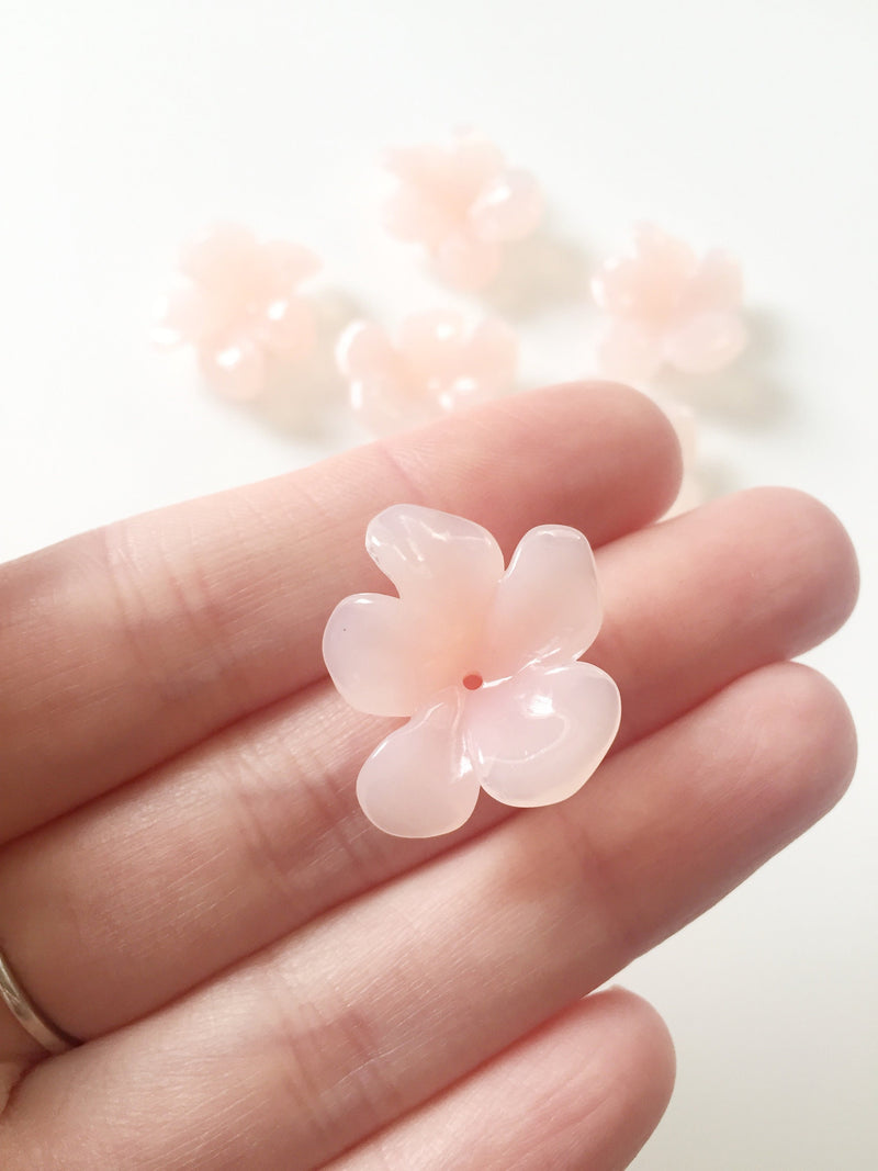 10 x Pink Jelly Resin Flower Beads, 26x23mm (3085)