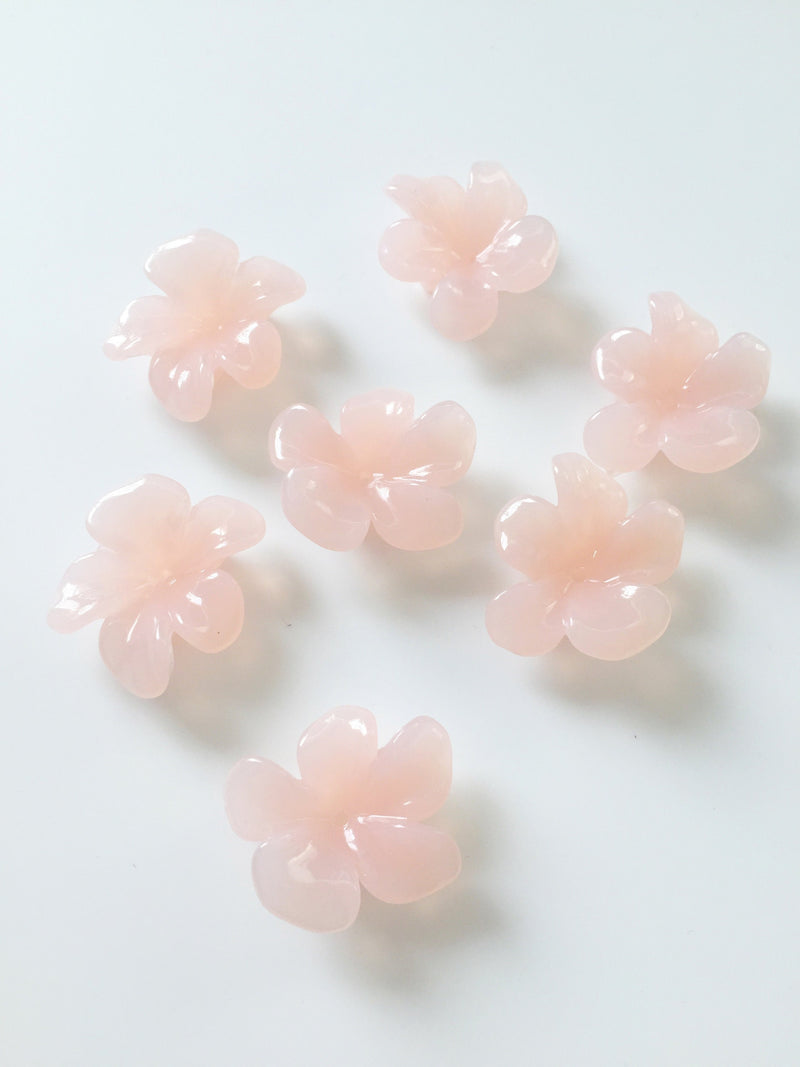 10 x Pink Jelly Resin Flower Beads, 26x23mm (3085)