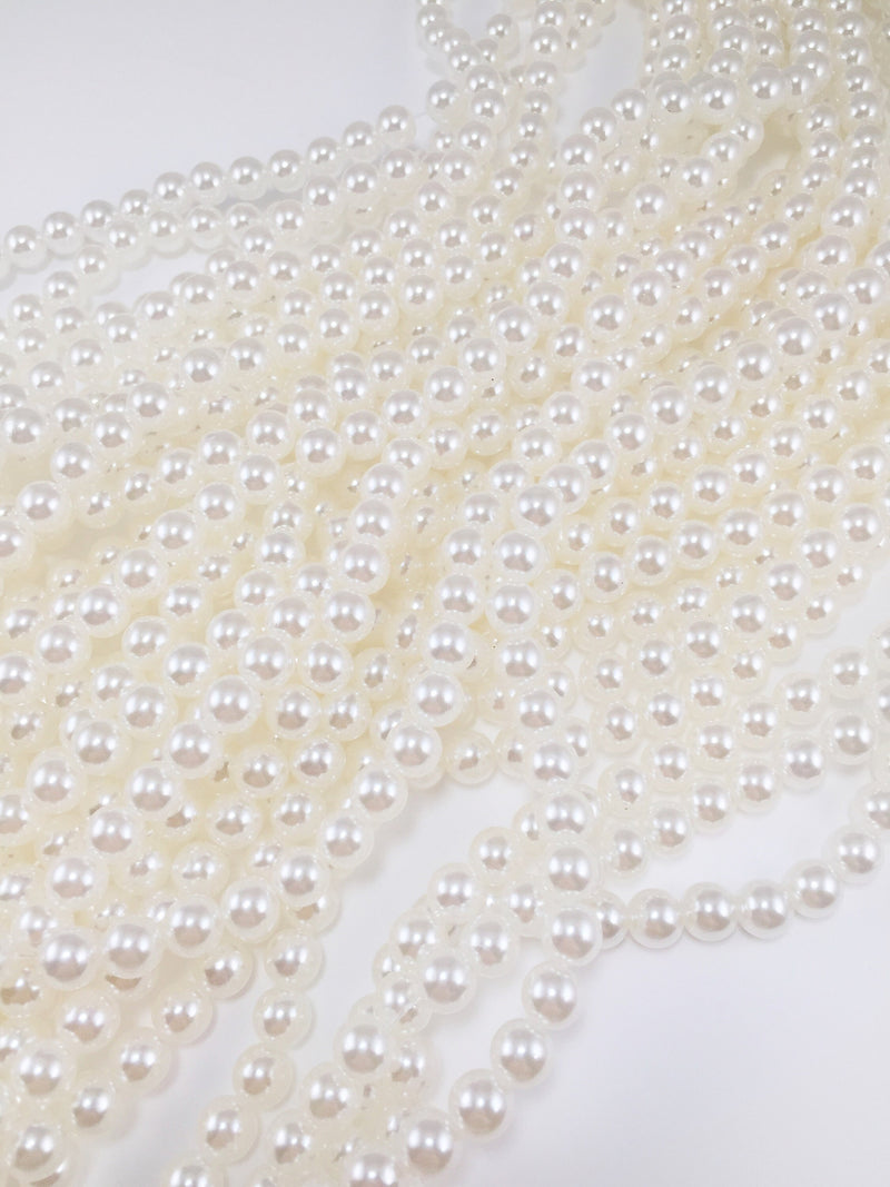 100 x 8mm Off White Acrylic Pearl Beads (3148)