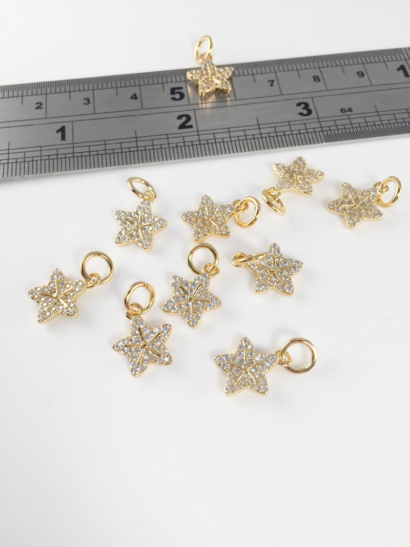 1 x 18K Gold Plated Micro Pave CZ Flower Pendants, 12x10mm (2212)