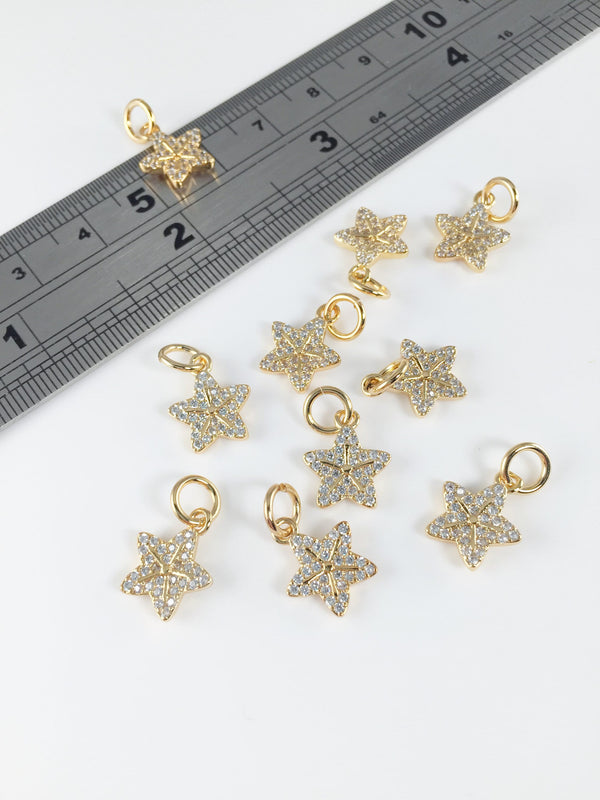 1 x 18K Gold Plated Micro Pave CZ Flower Pendants, 12x10mm (2212)