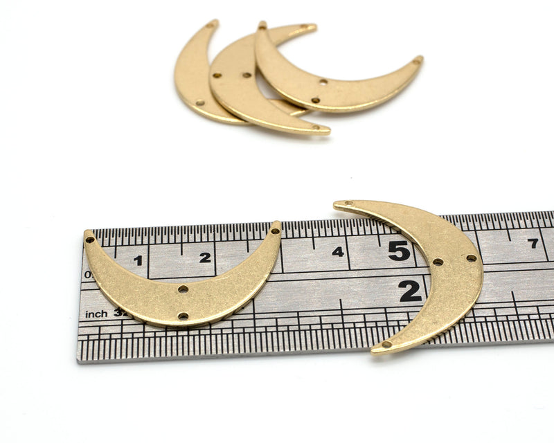 2 x Raw Brass Crescent Moon Arched Pendant Connector, 30x22mm (C0238)