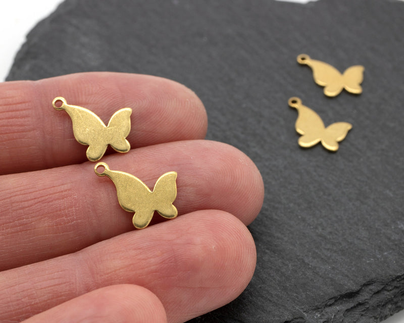 4 x Raw Brass Butterfly Charms, 15x11mm (C0619)