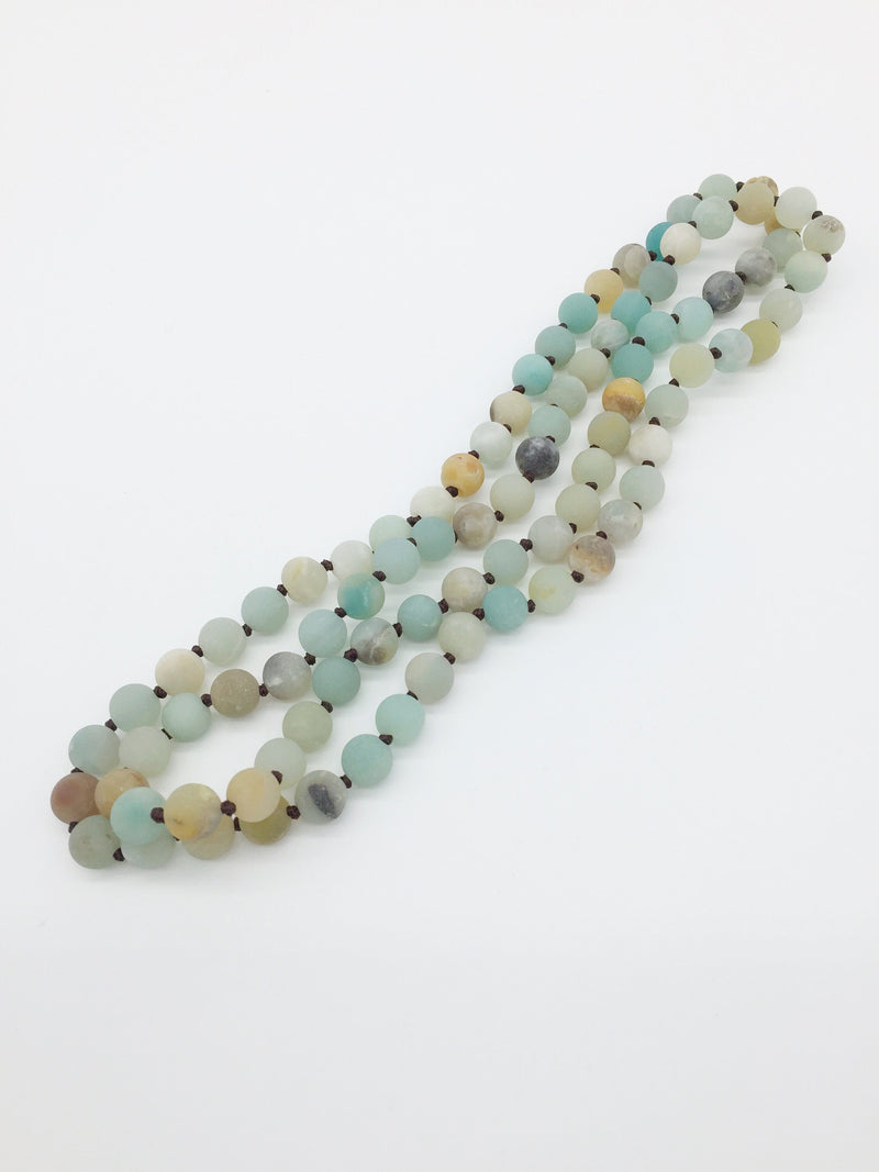 8mm Frosted Amazonite Necklace Blank, 85cm