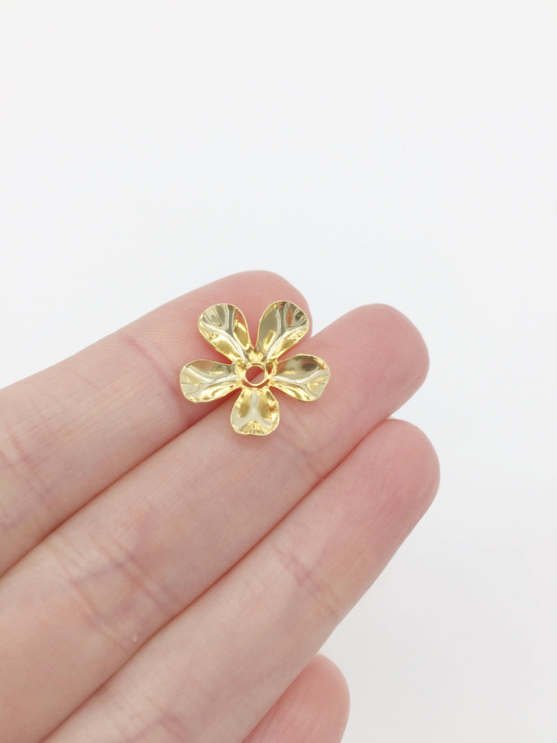 4 x 18K Gold Plated Flower Beads, 18mm (3475)